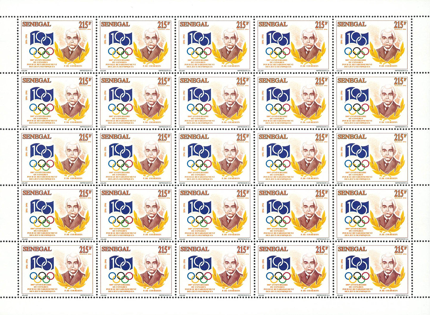 Olympic-100th anniversary of the creation of the IOC- Coubertin