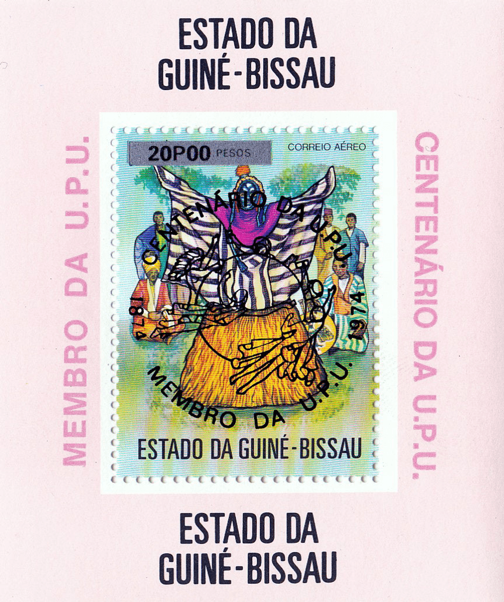 100th anniversary of the U.P.U., Reception of Guinea-Bissau in the World Postal Union 1874-1974 - Black imprint 1976