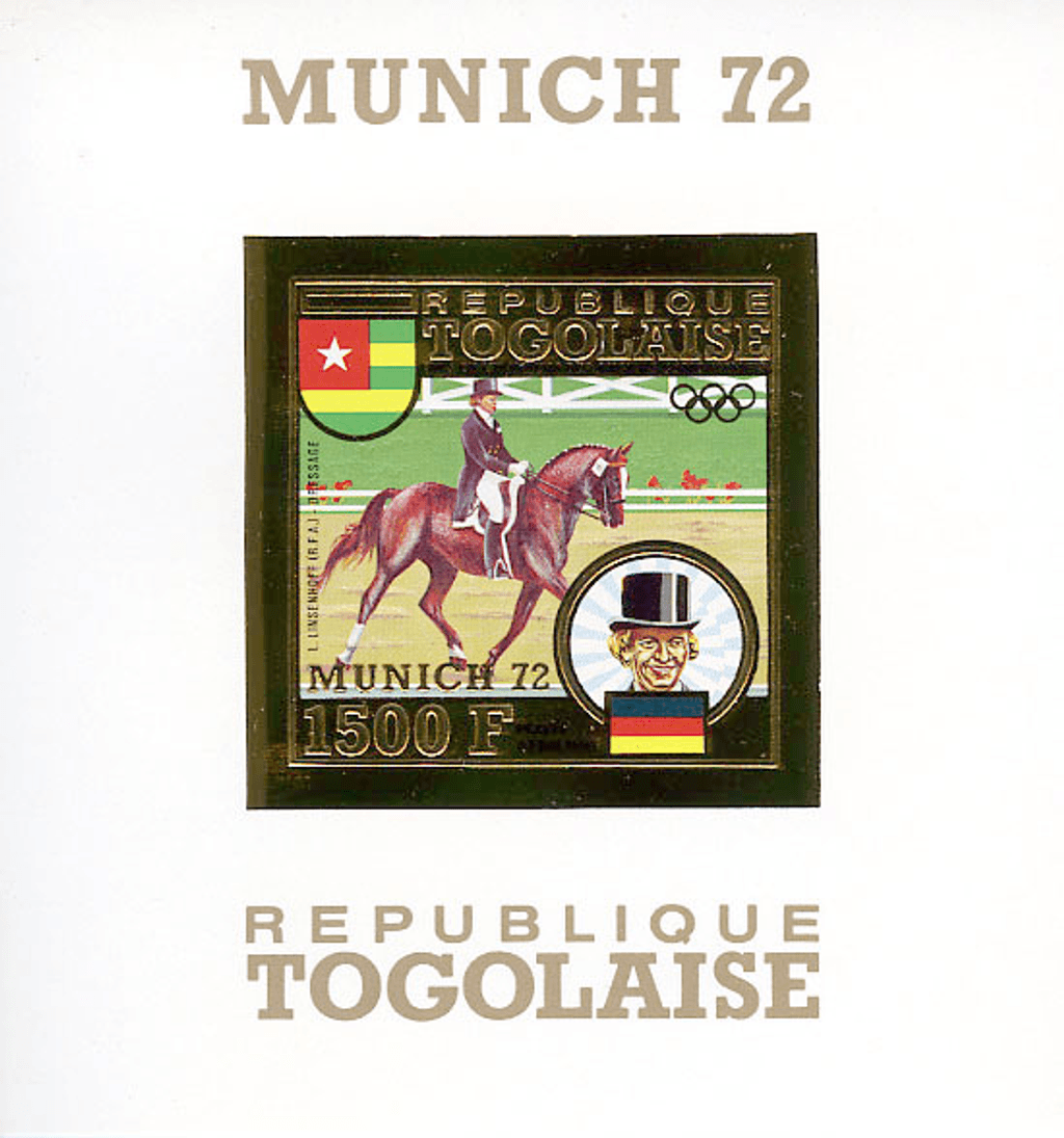 TOGO 1973 J.O Munich 1972 imperforate gold stamps and deluxe sheets