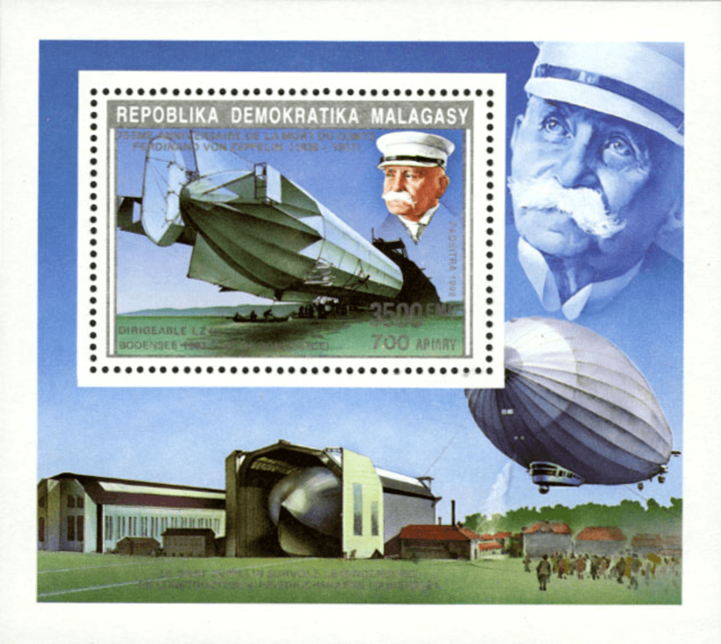 Anniversary and events 1992 (Dunant-De Gaulle-Berlin wall-Adenauer-Zeppelin)