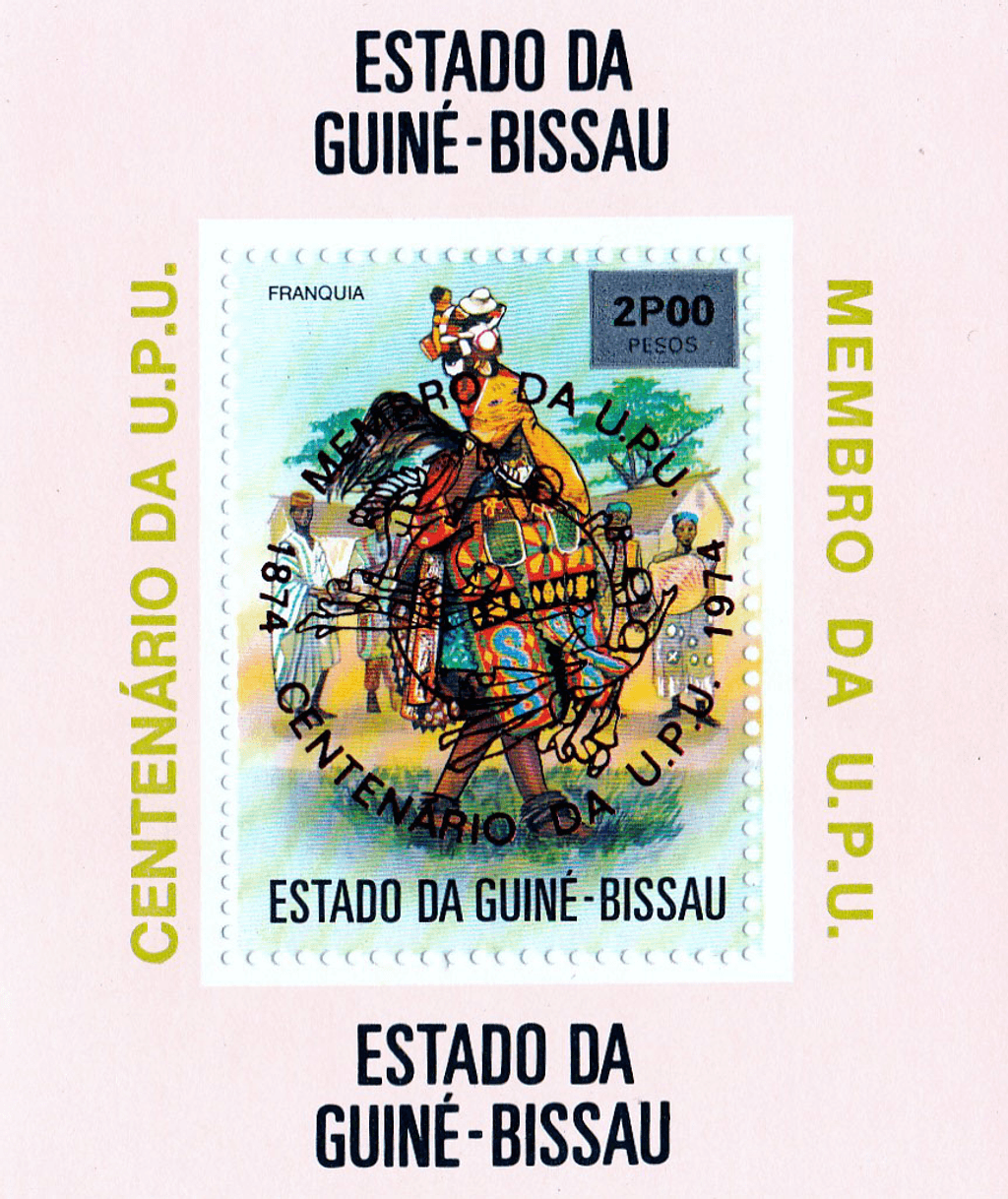 100 ème anniversaire de l'U.P.U., Reception of Guinea-Bissau in the World Postal Union 1874-1974 – Red imprit 1976