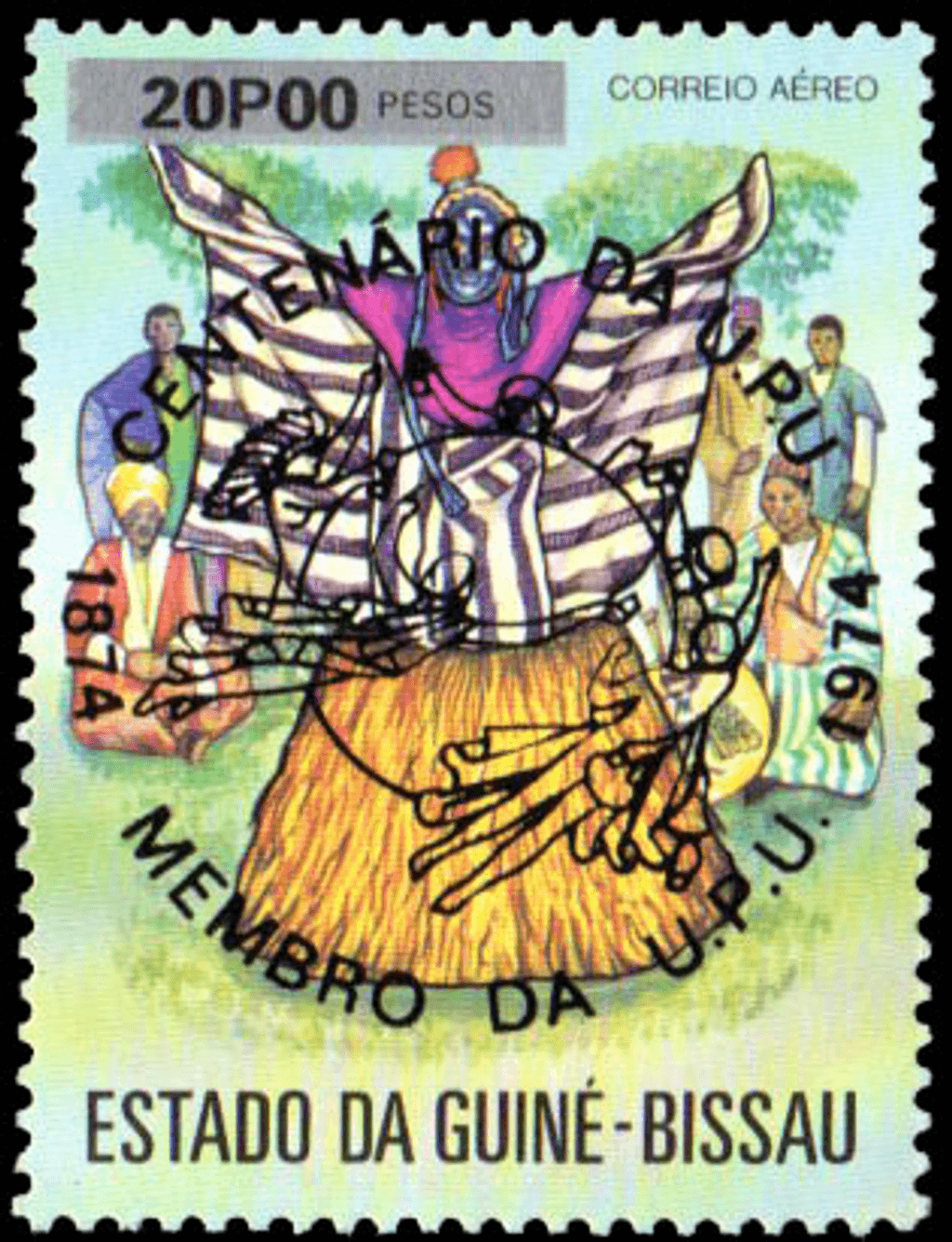 100th anniversary of the U.P.U., Reception of Guinea-Bissau in the World Postal Union 1874-1974 - Black imprint 1976