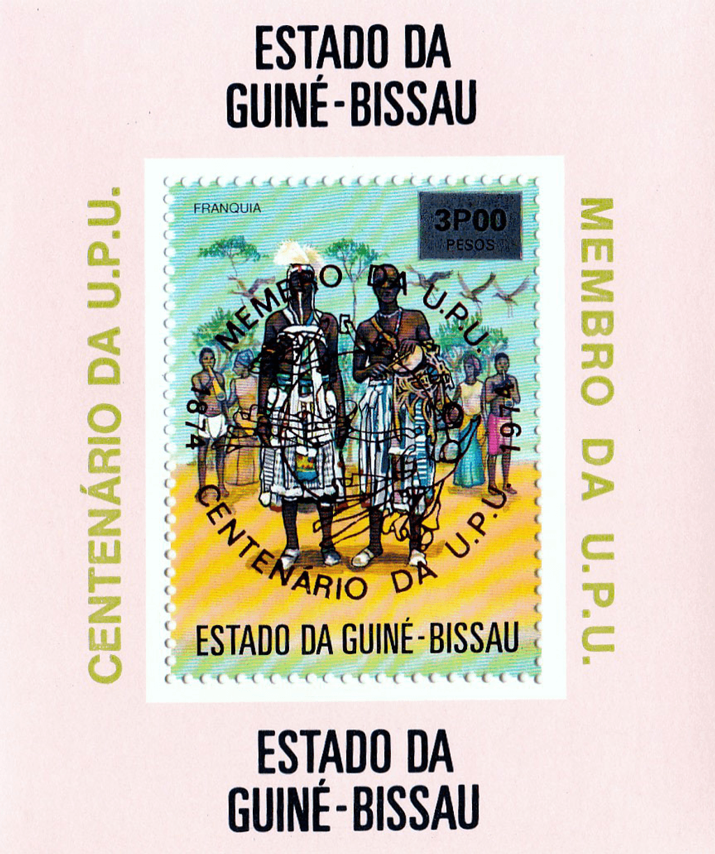 100 ème anniversaire de l'U.P.U., Reception of Guinea-Bissau in the World Postal Union 1874-1974 – Red imprit 1976