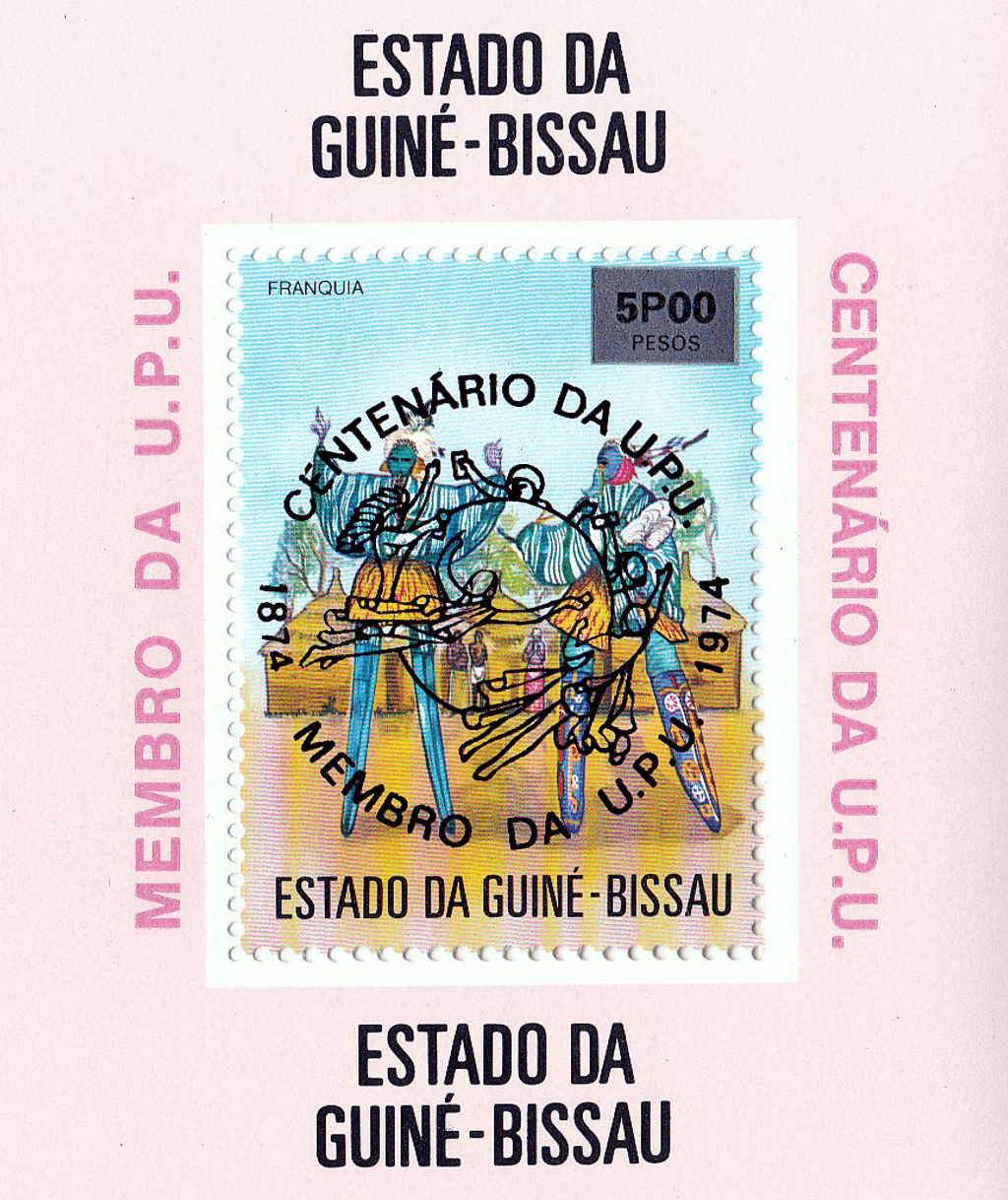 100th anniversary of the U.P.U., Reception of Guinea-Bissau in the World Postal Union 1874-1974 - Black imprint 1976