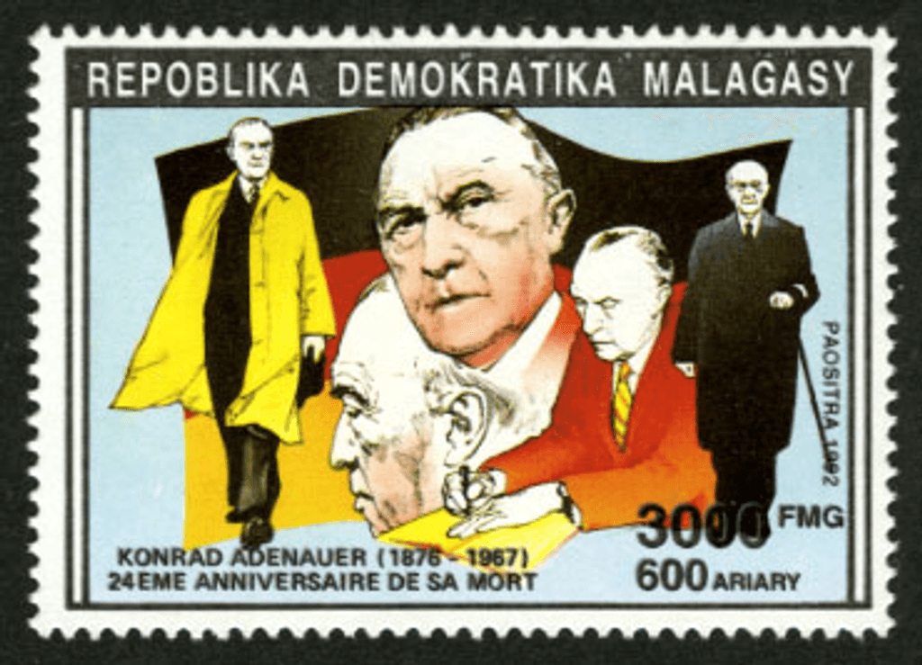 Anniversary and events 1992 (Dunant-De Gaulle-Berlin wall-Adenauer-Zeppelin)