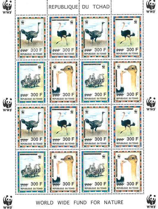 WWF Ostriches - overprint value