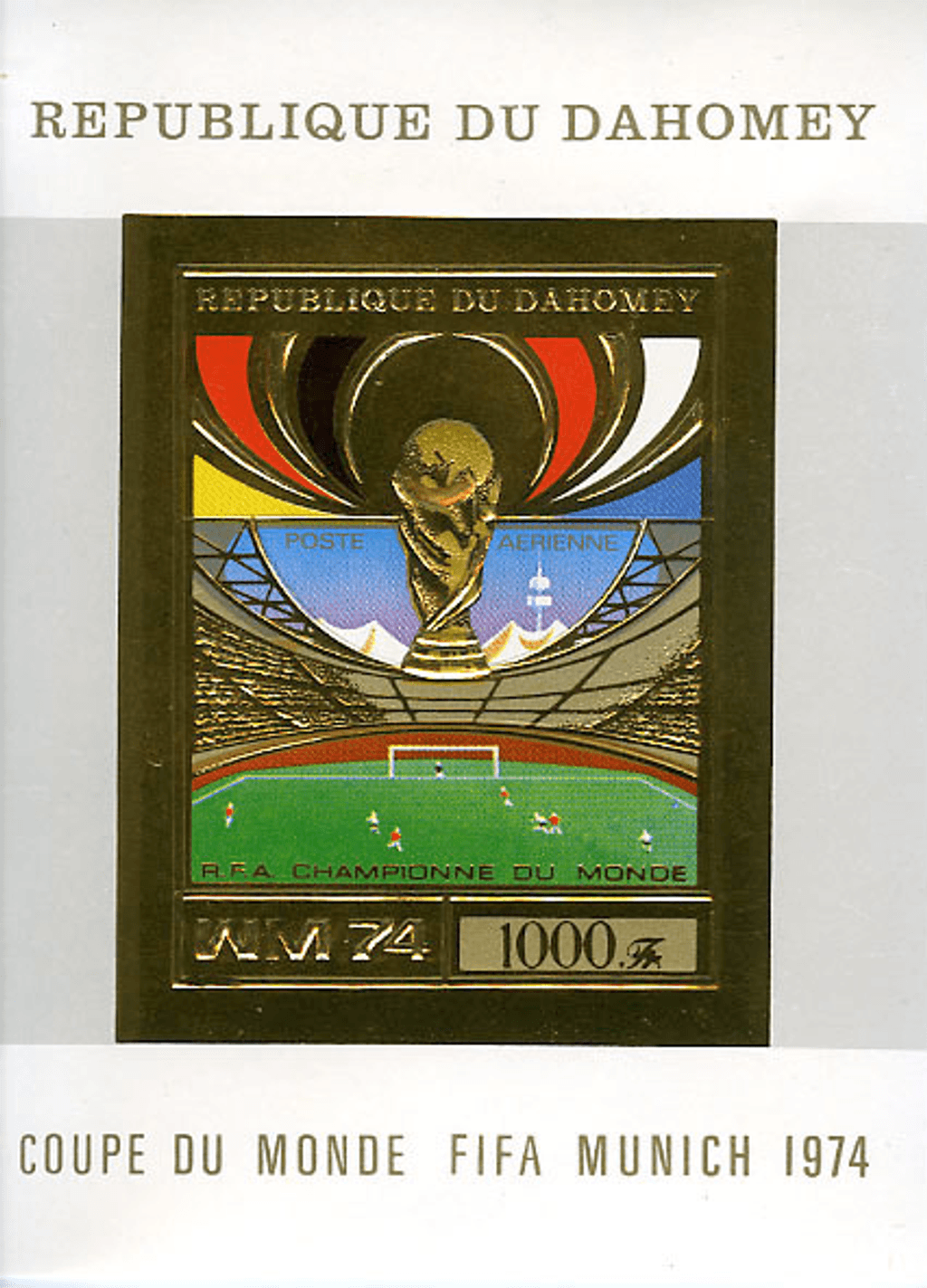 Dahomey Munich world cup football gold imperf. and perf.