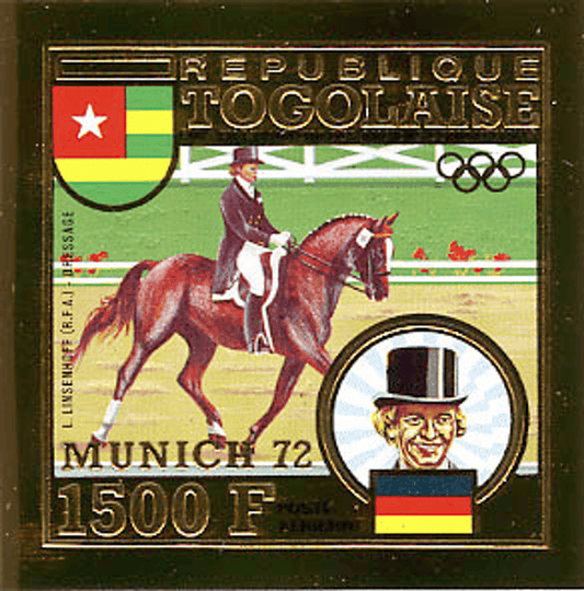 TOGO 1973 J.O Munich 1972 imperforate gold stamps and deluxe sheets