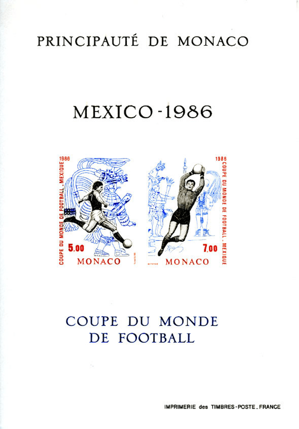 MONACO 1986 football  Mexico world cup color proof