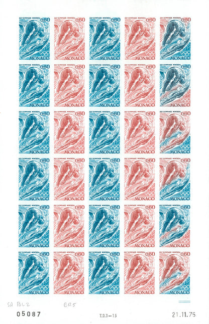 Monaco 1975 Color Proof in sheets Olympic games Montreal 76