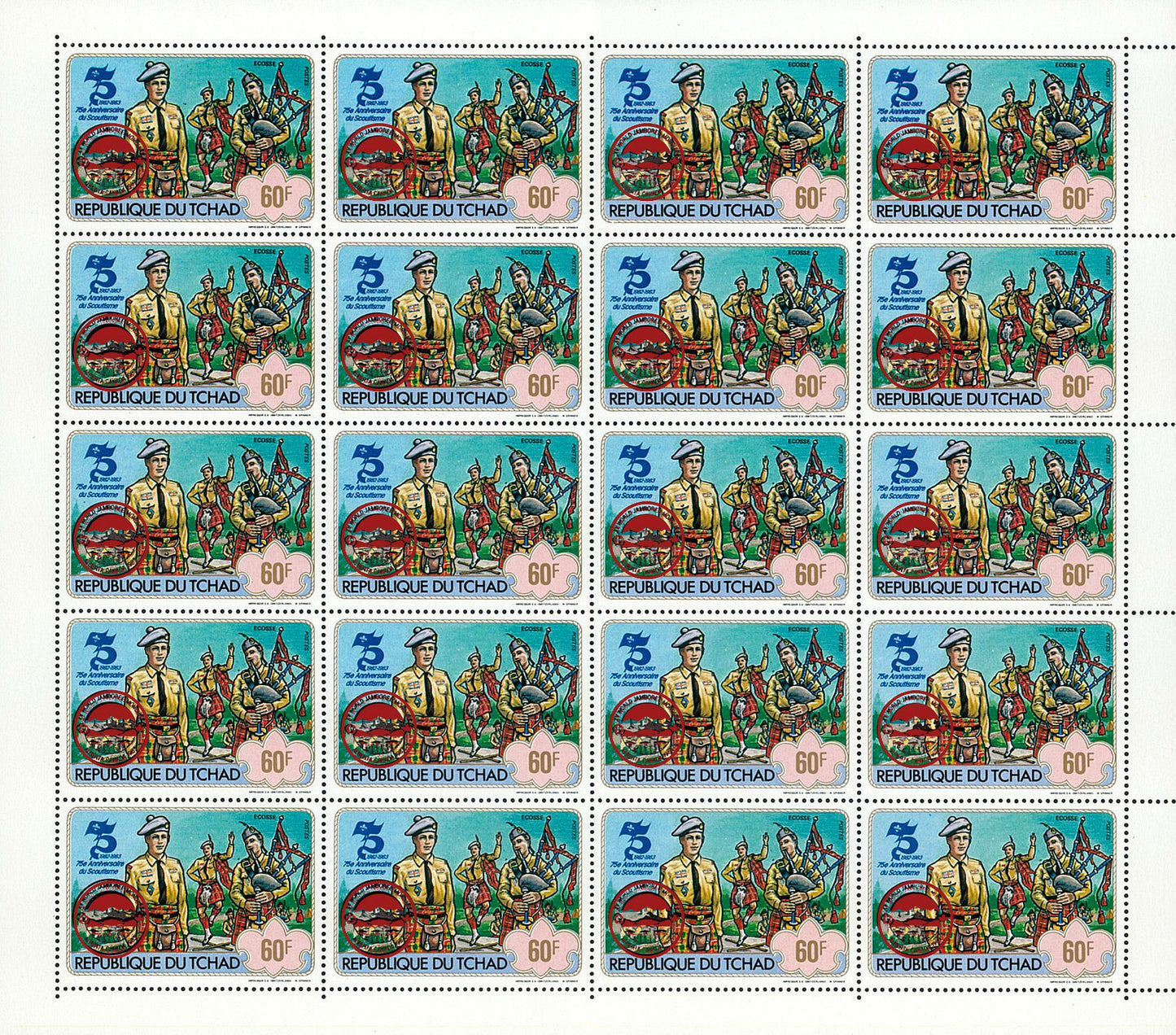 75th anniversary of scouting / Surcharge Red