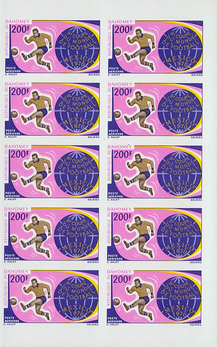 Dahomey Football worldcup Mexico 1970 Sheets Imperforate MNH