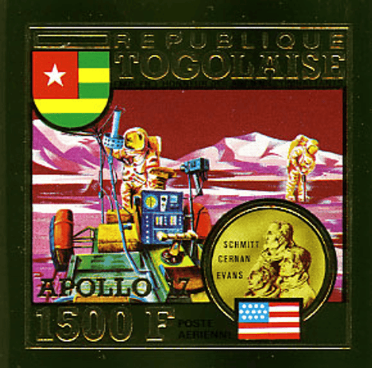 TOGO 1973 conquest of space imperforate gold stamp and deluxe sheet