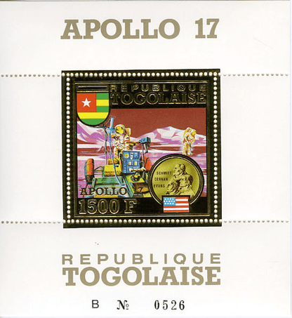TOGO 1973 conquest of space gold stamp and deluxe sheet