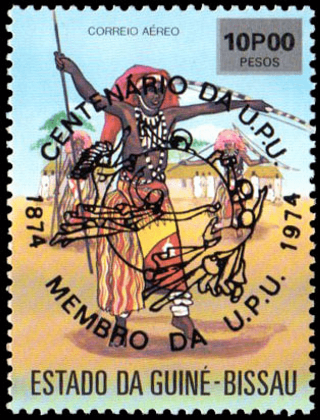 100th anniversary of the U.P.U., Reception of Guinea-Bissau in the World Postal Union 1874-1974 - Black imprint  1976