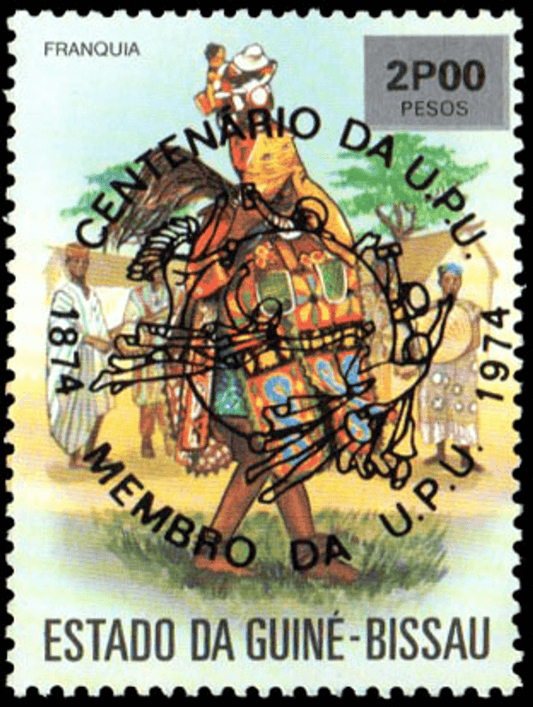 100th anniversary of the U.P.U., Reception of Guinea-Bissau in the World Postal Union 1874-1974 - Black imprint  1976