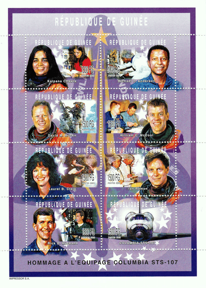 Memory to the victims of the damaged space shuttle « COLUMBIA » (Chawla-Anderson-Brown-McCool-Clark-Ramon-Husband-Columbia STS)  2003