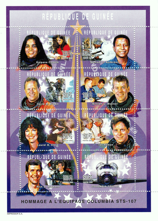 Memory to the victims of the damaged space shuttle « COLUMBIA » (Chawla-Anderson-Brown-McCool-Clark-Ramon-Husband-Columbia STS)  2003