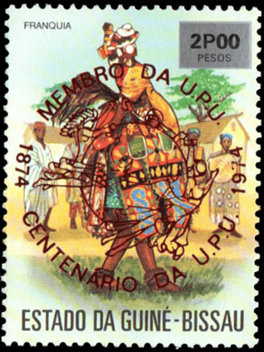 100 ème anniversaire de l'U.P.U., Reception of Guinea-Bissau in the World Postal Union 1874-1974 – Red imprit  1976